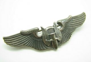 Sterling Silver Us Air Force Aerial Gunner Wings Badge Pin Vintage 2 " Wide Wwii?