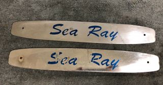 Two Sea Ray Vintage Chrome Metal Boat Plates Signage Emblem