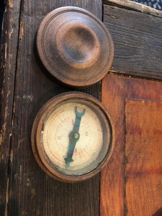 Antique Wood Case Compass Handmade 1700 1800s Out If Maine Home