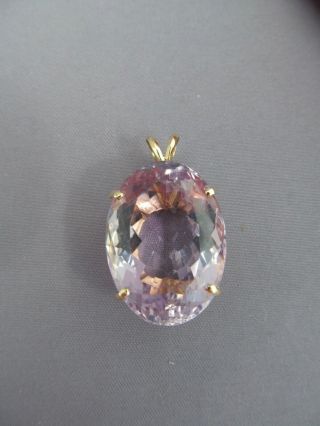 VINTAGE MASSIVE HUGE 14K YELLOW GOLD SOLITAIRE OVAL AMETHYST SLIDE PENDANT 19ct 2