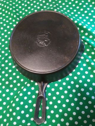 Htf Antique No.  7 Wapak Cast Iron Skillet Cookwear With Indian Head Logo
