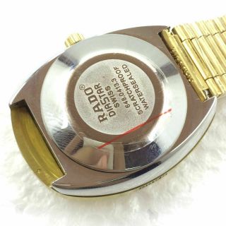 Vintage Rado Automatic Man ' s Gold & White Star Read Diamond Watch Pre - Owned 6