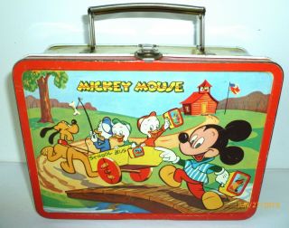 1954 Vintage Mickey Mouse Metal Lunch Box - - Walt Disney Productions,  Adco