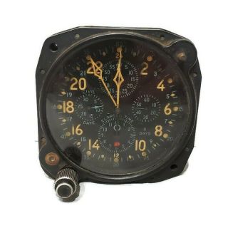 Rare Vtg Hamilton Multi Dial And Multi Function 24 Hour Aircraft Clock An 5741 - 1
