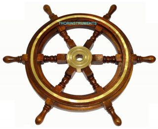 24 " Wooden Ship Wheel Maritime Captain Pirate Decor Ships Boat Steering Wood