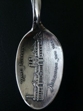 Antique Sterling Silver Souvenir Spoon Full INDIAN Handle Hotel Alvarado NM 6