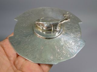 FINE ANTIQUE VICTORIAN HALLMARKED STERLING SILVER BUTTER DISH LID COW KNOP 1843 3