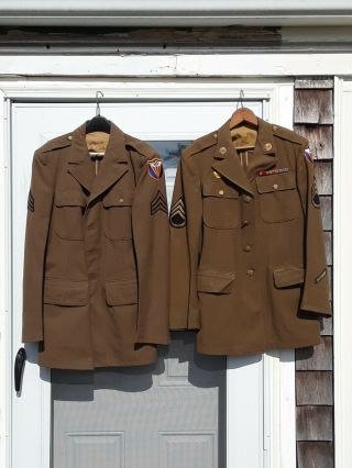 2 Ww2 Dress Jackets Named To Hero Richard A.  Cummings Very Large In Size