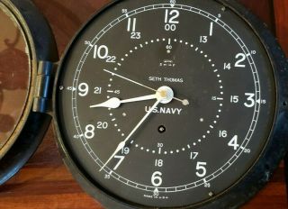 WWII US Navy Seth Thomas Ships Clock 8.  5 