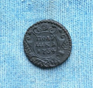 Russian Empire Polushka 1/4 Kopek 1734 Anna Ioanovna Very Rare Copper Coin
