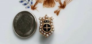 ANTIQUE KAPPA ALPHA FRATERNITY PIN - GOLD W 18 SEED PEARLS. 2