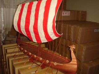 Viking Dragon Boat Hand Made Wooden Model Ship 40 "