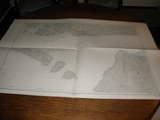 Vintage Us Navy Nautical Chart,  Ireland - West Coast,  Erie,  Approaches To Galway Bay
