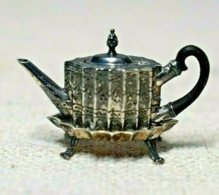 Obadiah Fisher Sterling Silver Paul Revere Teapot with Stand Artisan Dollhouse 2