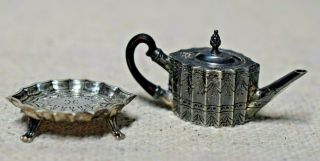 Obadiah Fisher Sterling Silver Paul Revere Teapot with Stand Artisan Dollhouse 3