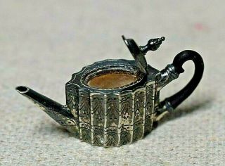 Obadiah Fisher Sterling Silver Paul Revere Teapot with Stand Artisan Dollhouse 6