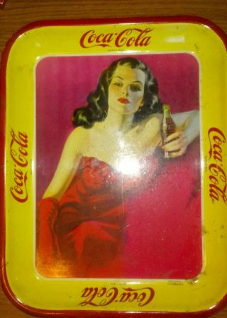 Rare 1940s Coca Cola Mexican Woman Red Dress RisquÉ Tray.  Very Hard To Find.
