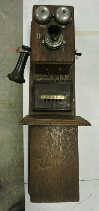 Antique Wood/oak Wall Phone/telephone,  Couch & Seeley,  2 Of 2 Listed,  (vacx)