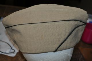 US WW2 Captain Chaplain Pastor Garrison Cap Hat.  RARE Black Piping Sz 7. 3