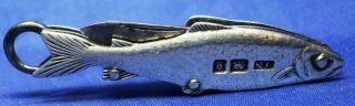 Rare Solid Silver Fish Shaped Pocket Knife & Button Hook J Nowill Sheffield 1899