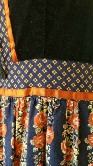Vtg 70s Jessica Gunne Sax Long Corset Floral Prairie Boho Summer Velvet Dress 3