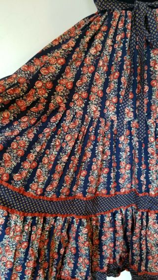 Vtg 70s Jessica Gunne Sax Long Corset Floral Prairie Boho Summer Velvet Dress 7