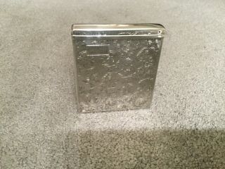 Vintage Japanese Engraved Sterling 950 Cigarette Case Box With Mono