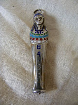 Antique Egyptian Revival Silver Sarcophagus Toothpick Box c1920 2