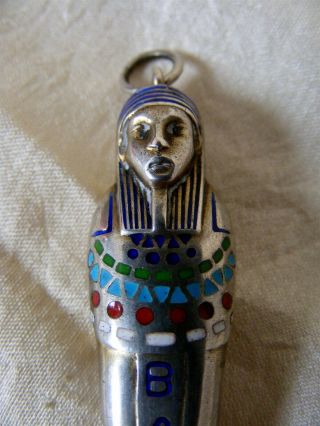 Antique Egyptian Revival Silver Sarcophagus Toothpick Box c1920 3