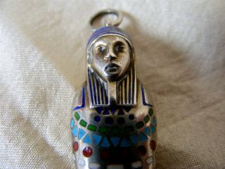 Antique Egyptian Revival Silver Sarcophagus Toothpick Box c1920 5
