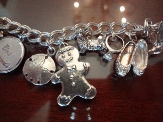VINTAGE STERLING SILVER DOUBLE LINK CHARM BRACELET WITH 12 COOL CHARMS - - 925 - - 3