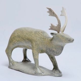 Vintage " Caribou " Inuit Art Carving Soapstone,  Signed,  Wow