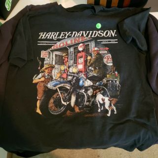 Rare Vintage Harley Davidson 3d Emblem Saturday Evening Post T - Shirt