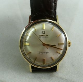 Vintage 14k Solid Yellow Gold Omega Seamaster Watch For Mens