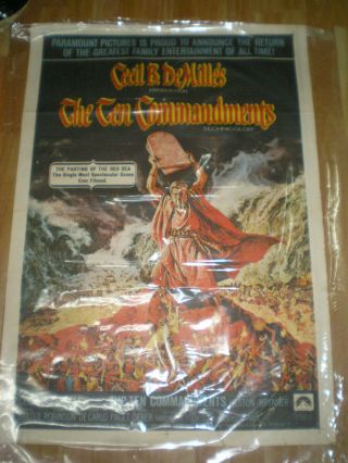 The Ten Commandments Charlton Heston Yul Brynner Poster India Rare