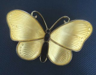 LARGE Norwegian Stg.  Silver & Yellow Enamel Butterfly Brooch - Ivar Holt Norway 5