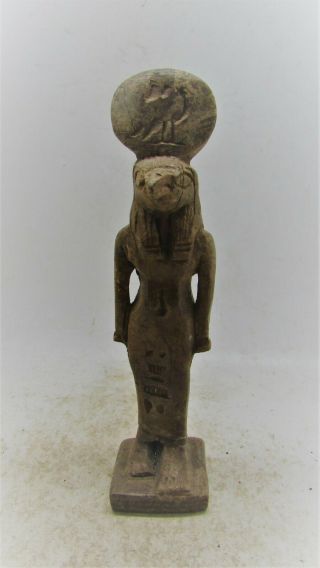 Vintage Egyptian Glazed Faience Statuette Of Horus With Heiroglyphics