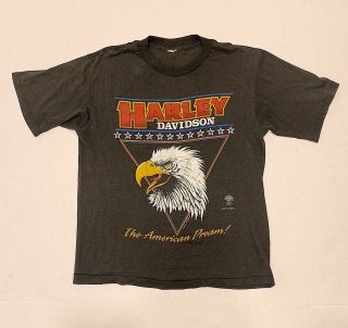 Rare 80s Vintage Harley Davidson Bald Eagle Biker S/m T - Shirt