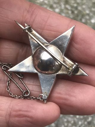 ANTIQUE GEORGIAN BLACK DOT DIAMOND PASTE STERLING SILVER STAR BROOCH PIN 8