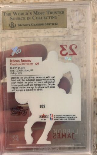 2003 - 04 LeBron James E - X RC BGS 9.  5 Rare Cleveland Cavaliers Rookie 3