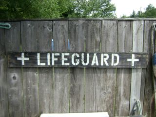 48 Inch Wood Hand Painted Lifeguard Sign Nautical Seafood (s208)