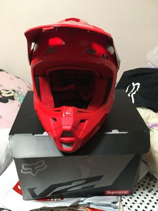 Supreme x Fox Helmet Red Medium Box logo rare 2