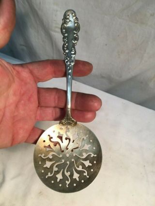 Antique Sterling Silver Tea Strainer Ladle Spoon 1880’s 7.  5in