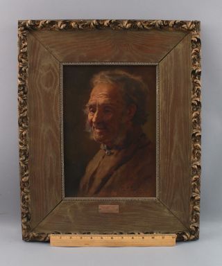 C1900 Antique Lawrence Earle Artist Self Portrait Oil Painting,