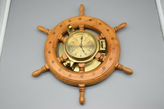 Nautical Ships Wheel/porthole With Quartz Clock - Well Made
