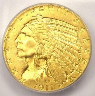 1911 Indian Gold Half Eagle $5 Coin - Icg Ms63 - Rare In Ms63 - $1,  000 Value