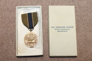 Ww2 U.  S.  American Legion " For God And Country " School Award Medal W/box