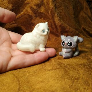 Set Of 2 Vintage Rare Rubber Toy - Cat Kitty - 1.  8 In -