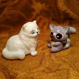 Set of 2 Vintage Rare Rubber Toy - Cat Kitty - 1.  8 in - 3