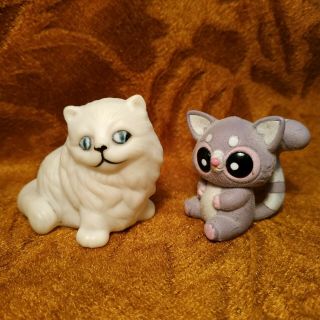 Set of 2 Vintage Rare Rubber Toy - Cat Kitty - 1.  8 in - 4